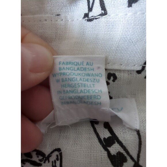 Cynthia Rowley Sz L Shirt Off White Animal Print Tiger Leopard Cheetah Linen Cat - Picture 8 of 11